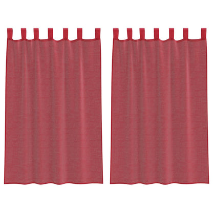Gordijnen voile met lussen 2 st 140x175 cm wijnrood