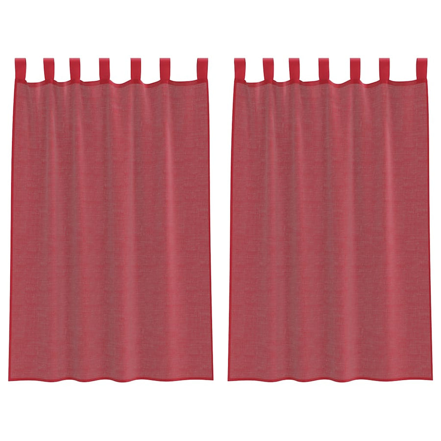 Gordijnen voile met lussen 2 st 140x175 cm wijnrood