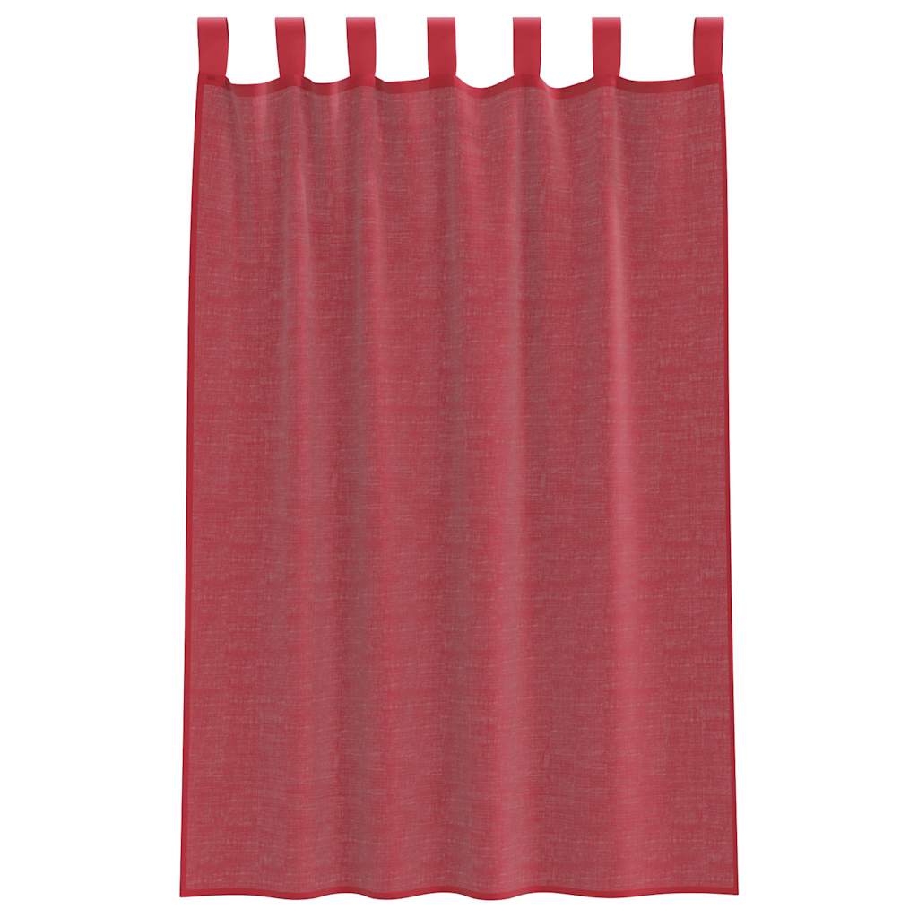Gordijnen voile met lussen 2 st 140x175 cm wijnrood