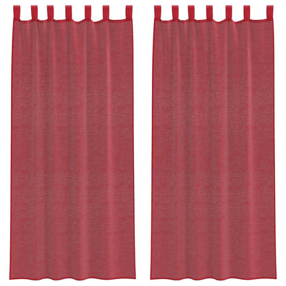 Gordijnen Voile met lussen 2 st 140x225 cm wijnrood