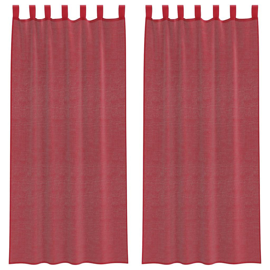 Gordijnen Voile met lussen 2 st 140x225 cm wijnrood
