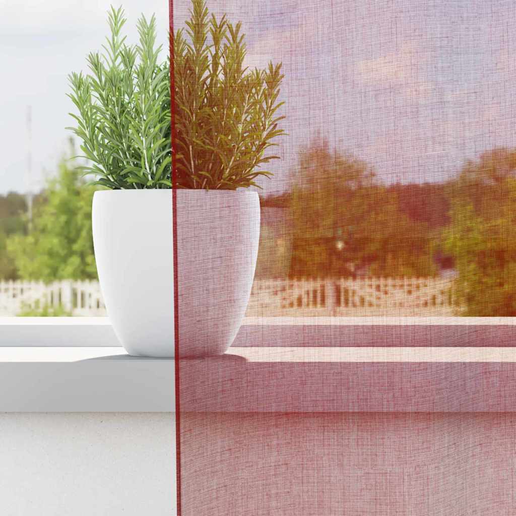 Gordijnen Voile met lussen 2 st 140x225 cm wijnrood