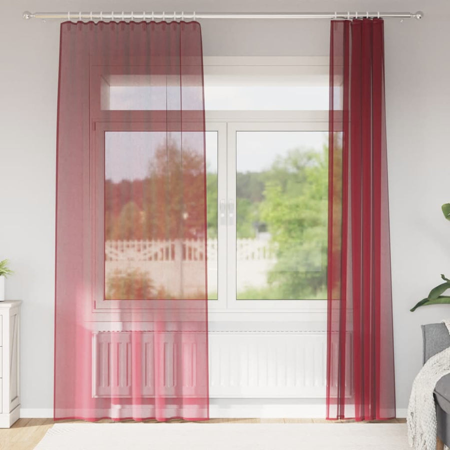 Gordijnen met lussen 2 st 140x245 cm wijnrood