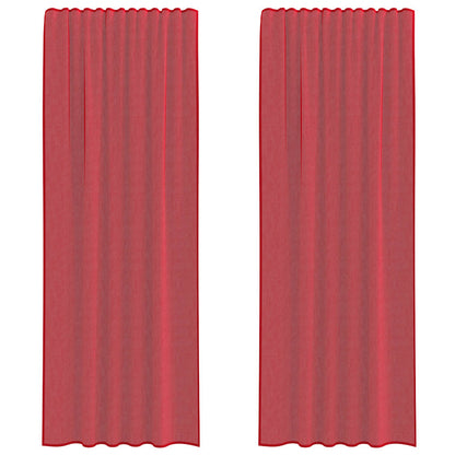 Gordijnen met lussen 2 st 140x260 cm wijnrood