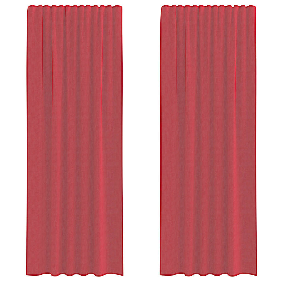 Gordijnen met lussen 2 st 140x260 cm wijnrood