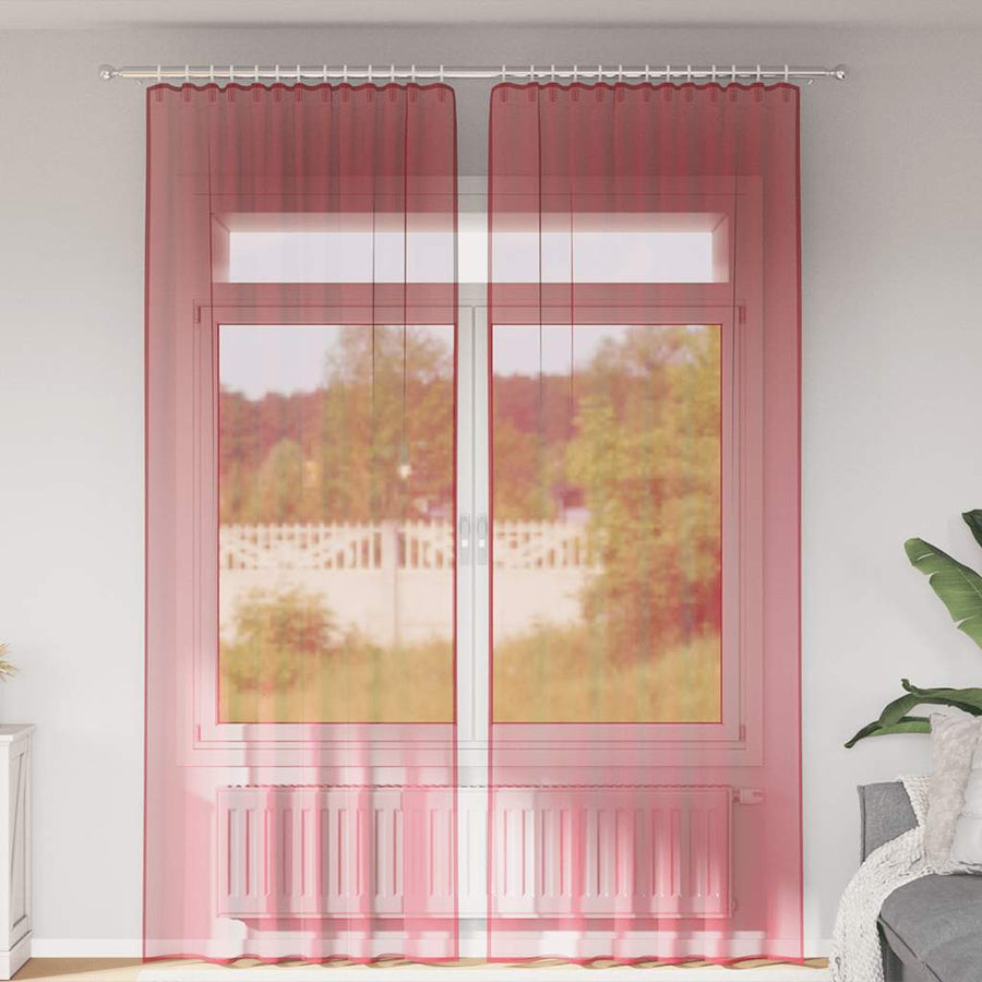 Gordijnen met lussen 2 st 140x260 cm wijnrood