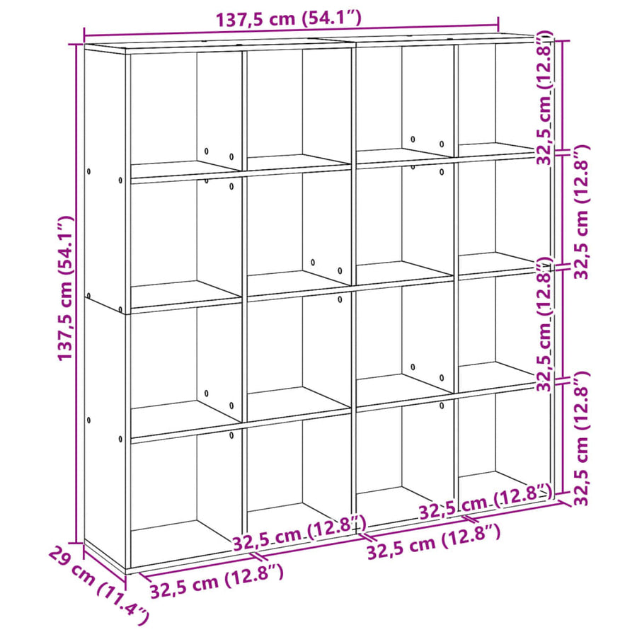 Boekenkast 137,5x29x137,5 cm bewerkt hout wit