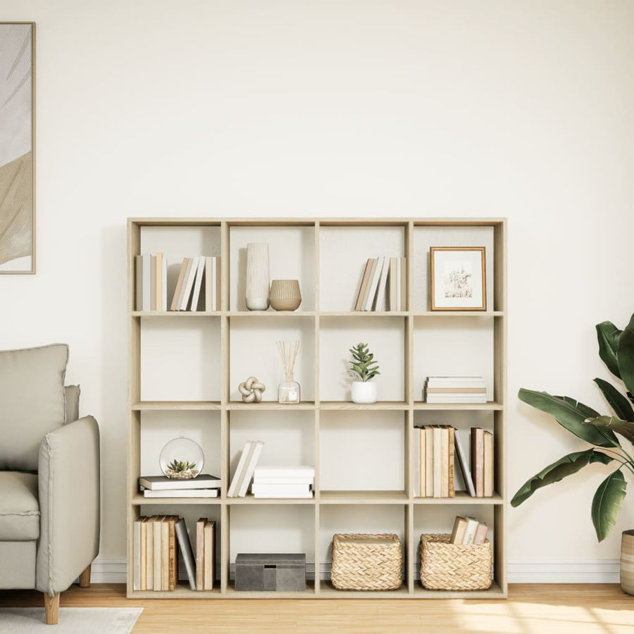 Boekenkast 137,5x29x137,5 cm bewerkt hout sonoma eikenkleurig