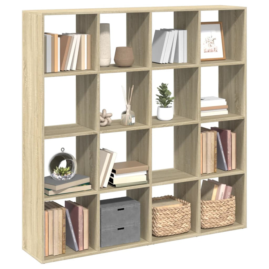 Boekenkast 137,5x29x137,5 cm bewerkt hout sonoma eikenkleurig