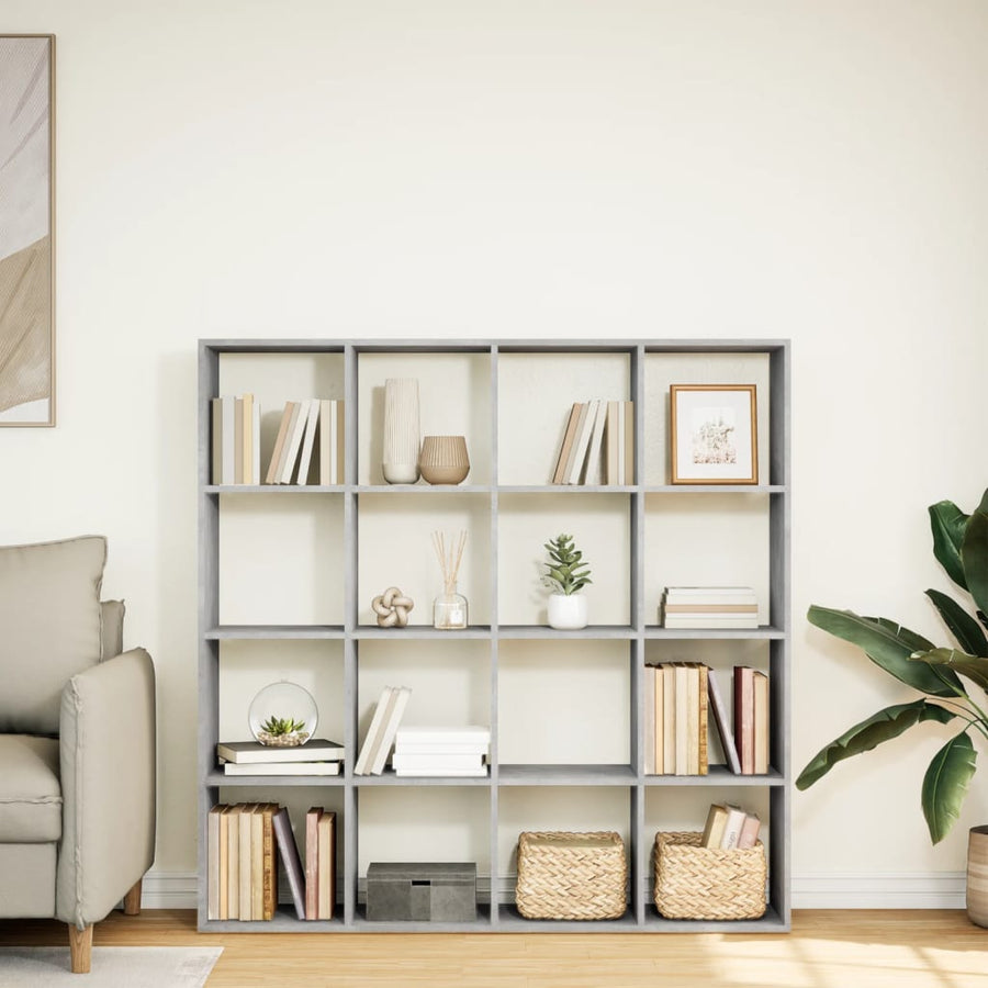 Boekenkast 137,5x29x137,5 cm bewerkt hout betongrijs