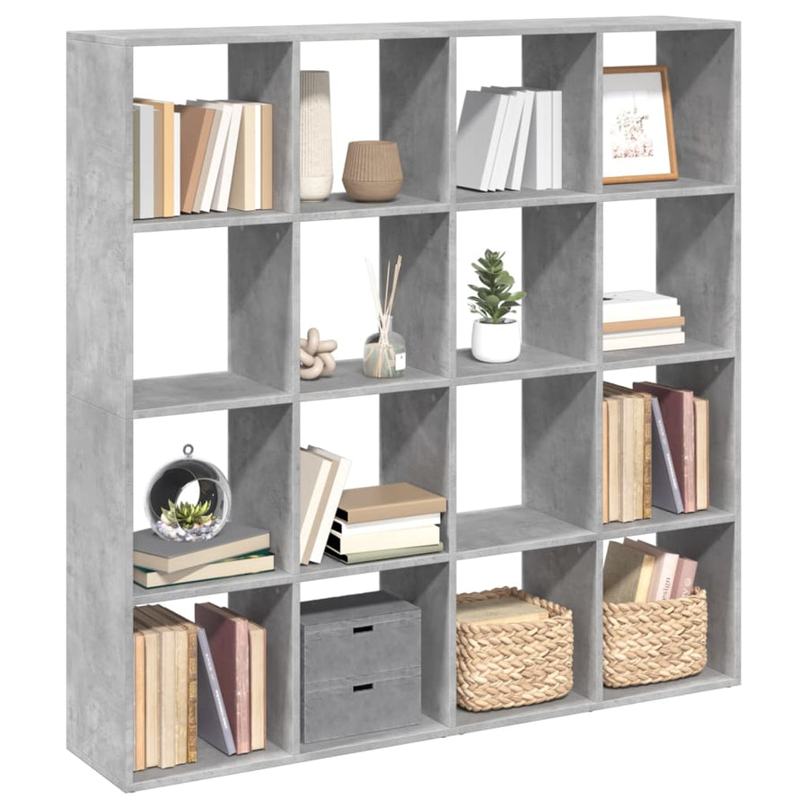 Boekenkast 137,5x29x137,5 cm bewerkt hout betongrijs