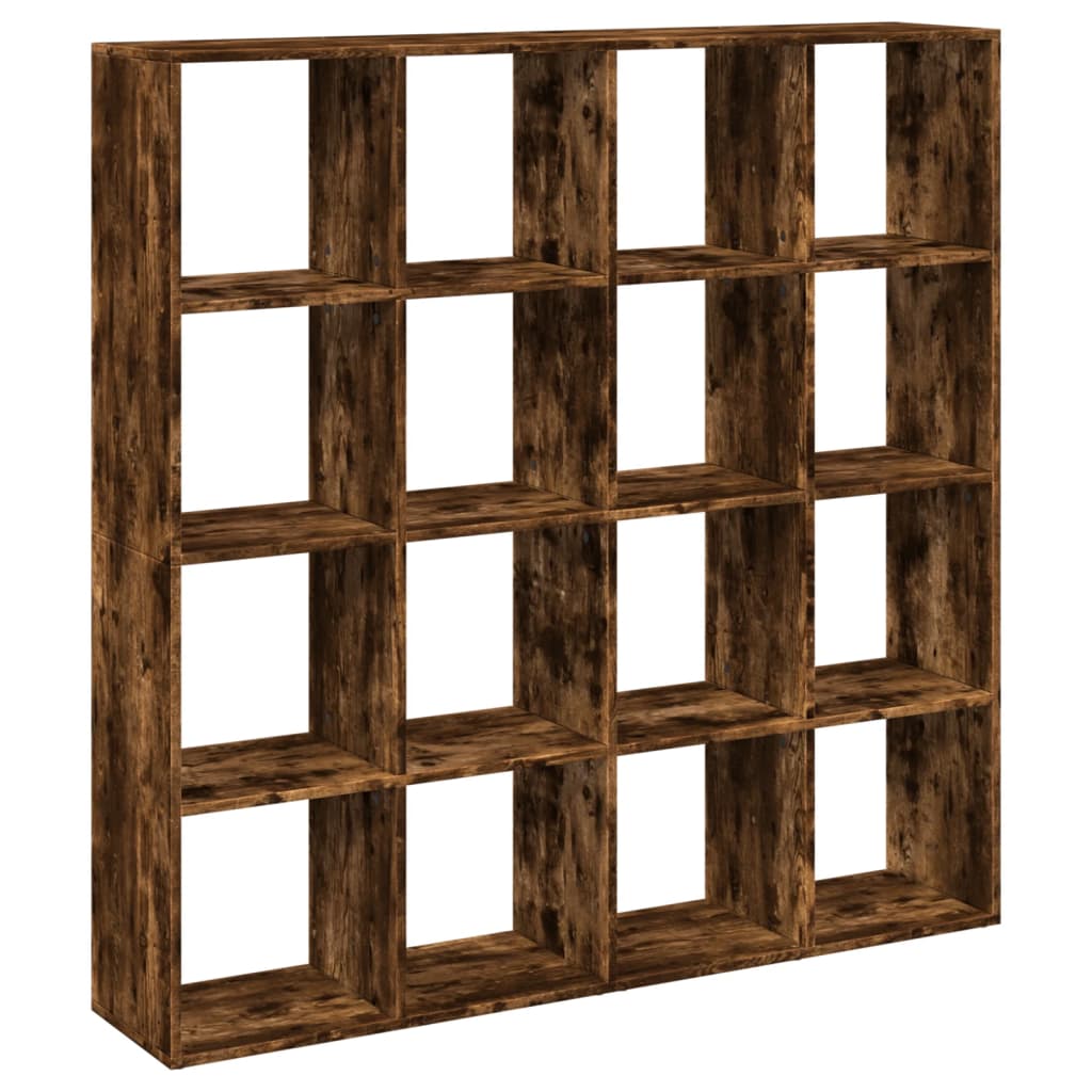 Boekenkast 137,5x29x137,5 cm bewerkt hout gerookt eikenkleurig