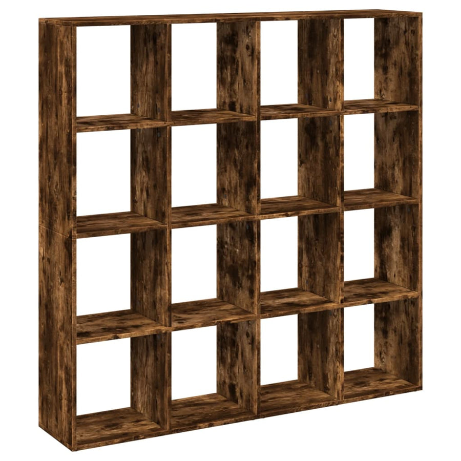 Boekenkast 137,5x29x137,5 cm bewerkt hout gerookt eikenkleurig