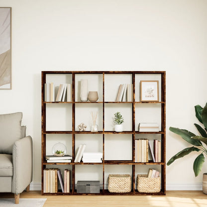 Boekenkast 137,5x29x137,5 cm bewerkt hout gerookt eikenkleurig