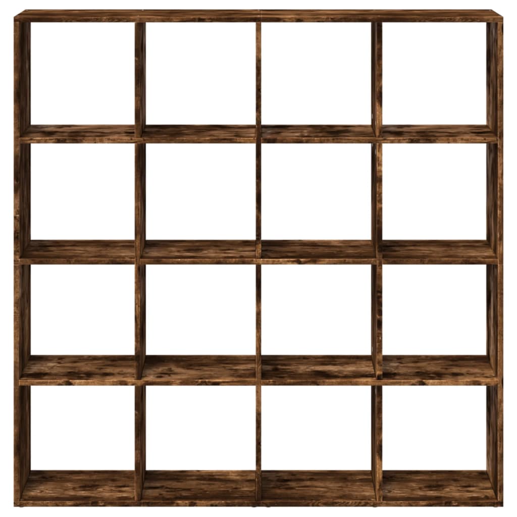 Boekenkast 137,5x29x137,5 cm bewerkt hout gerookt eikenkleurig