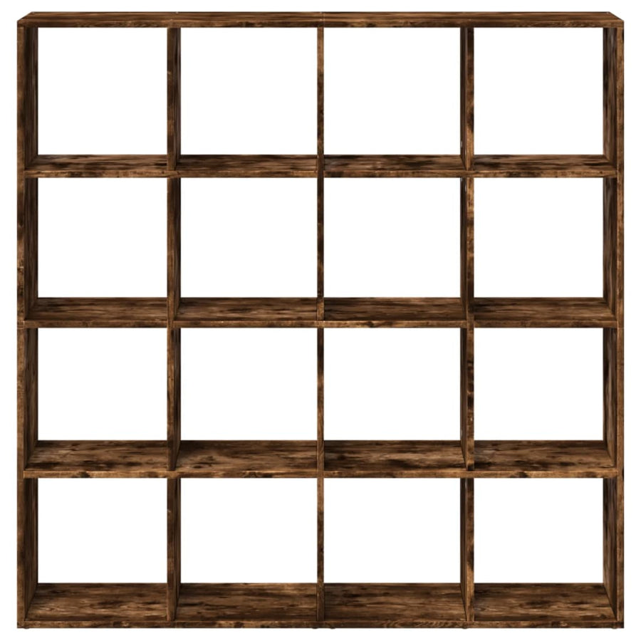 Boekenkast 137,5x29x137,5 cm bewerkt hout gerookt eikenkleurig