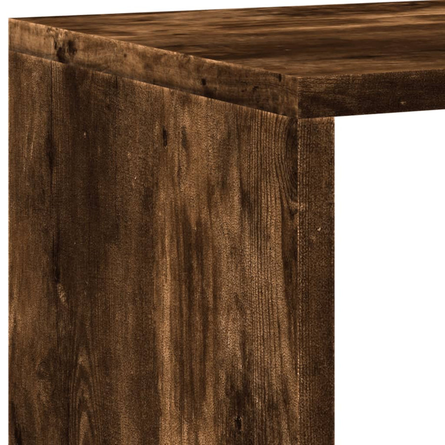 Boekenkast 137,5x29x137,5 cm bewerkt hout gerookt eikenkleurig