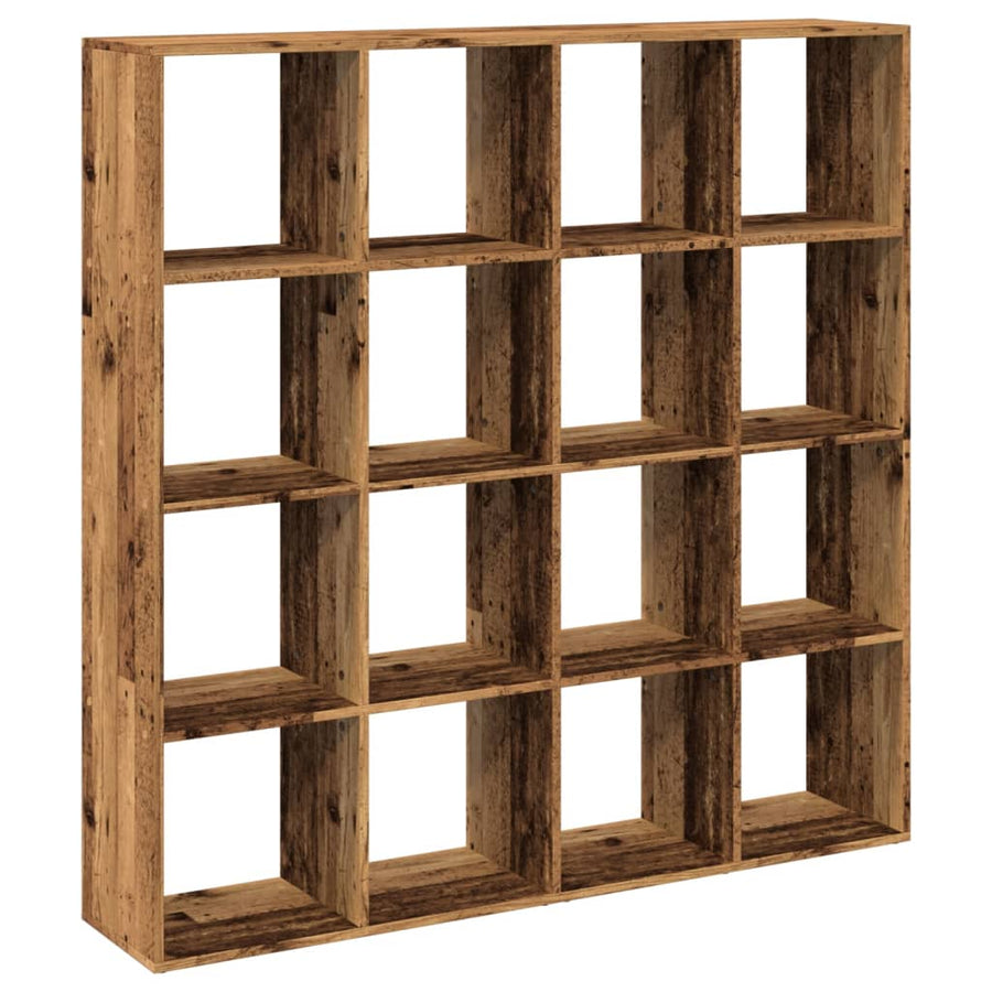 Boekenkast 137,5x29x137,5 cm bewerkt hout oud houtkleurig