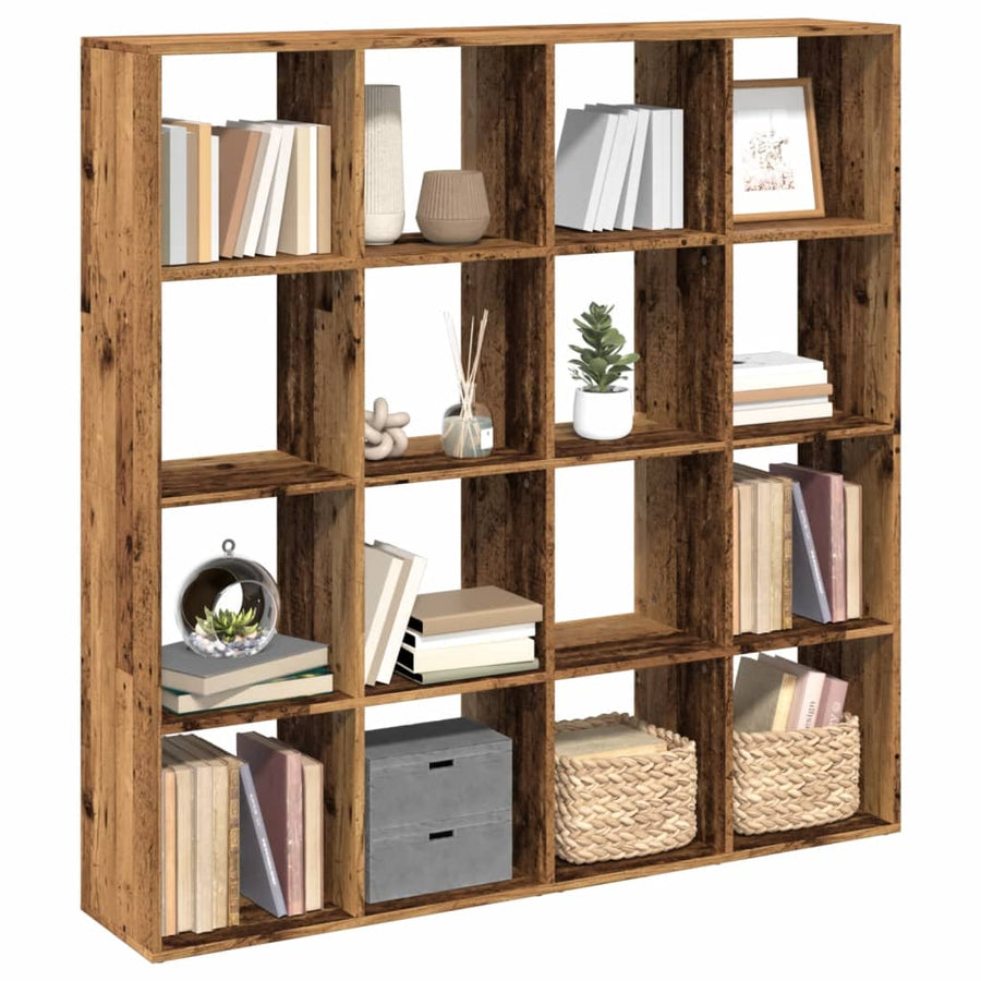 Boekenkast 137,5x29x137,5 cm bewerkt hout oud houtkleurig