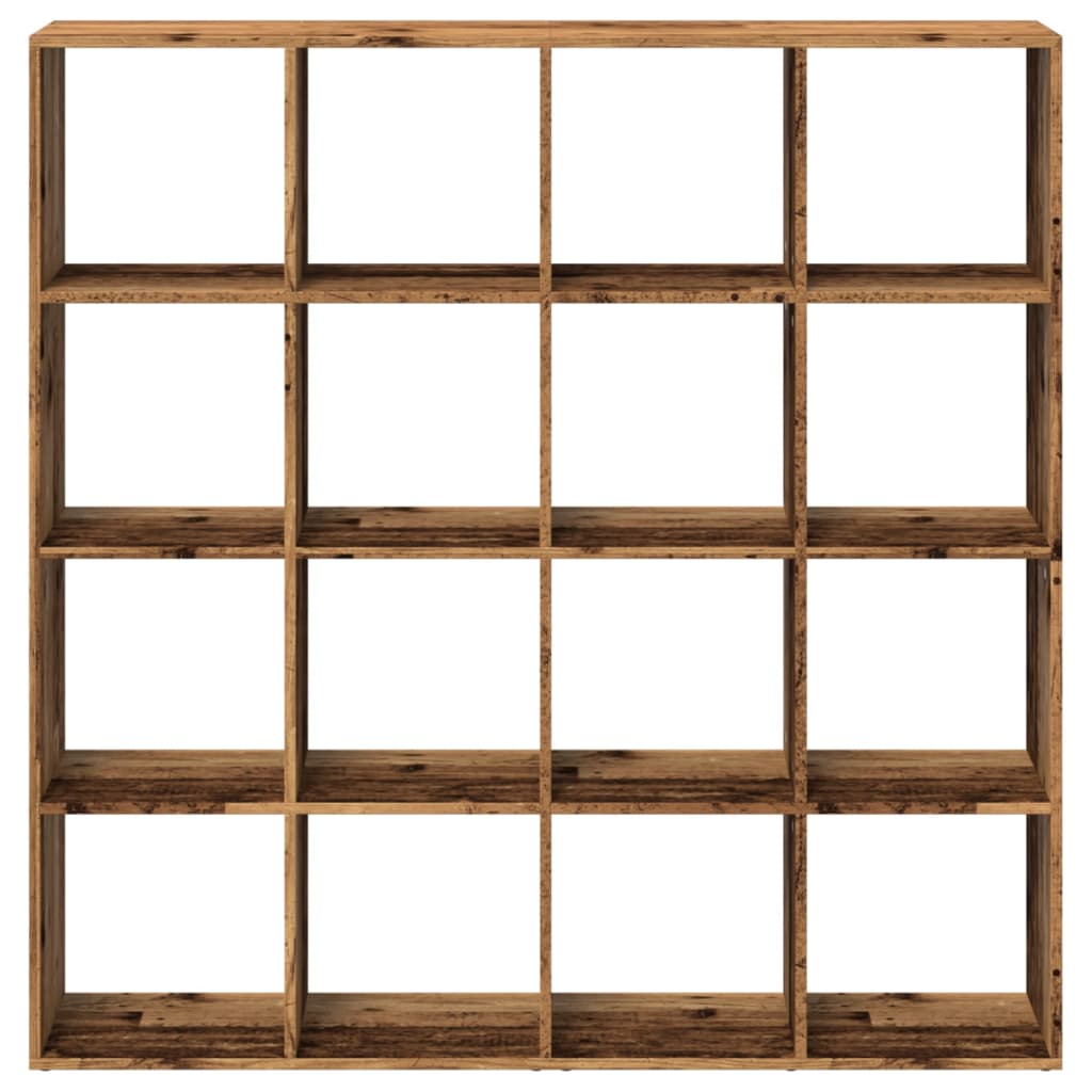 Boekenkast 137,5x29x137,5 cm bewerkt hout oud houtkleurig