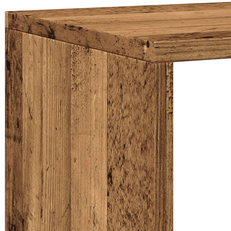Boekenkast 137,5x29x137,5 cm bewerkt hout oud houtkleurig