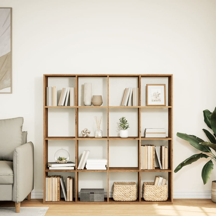 Boekenkast 102X29X143 Cm Bewerkt Hout Artisanaal Eikenkleur 137.5 cm artisian oak