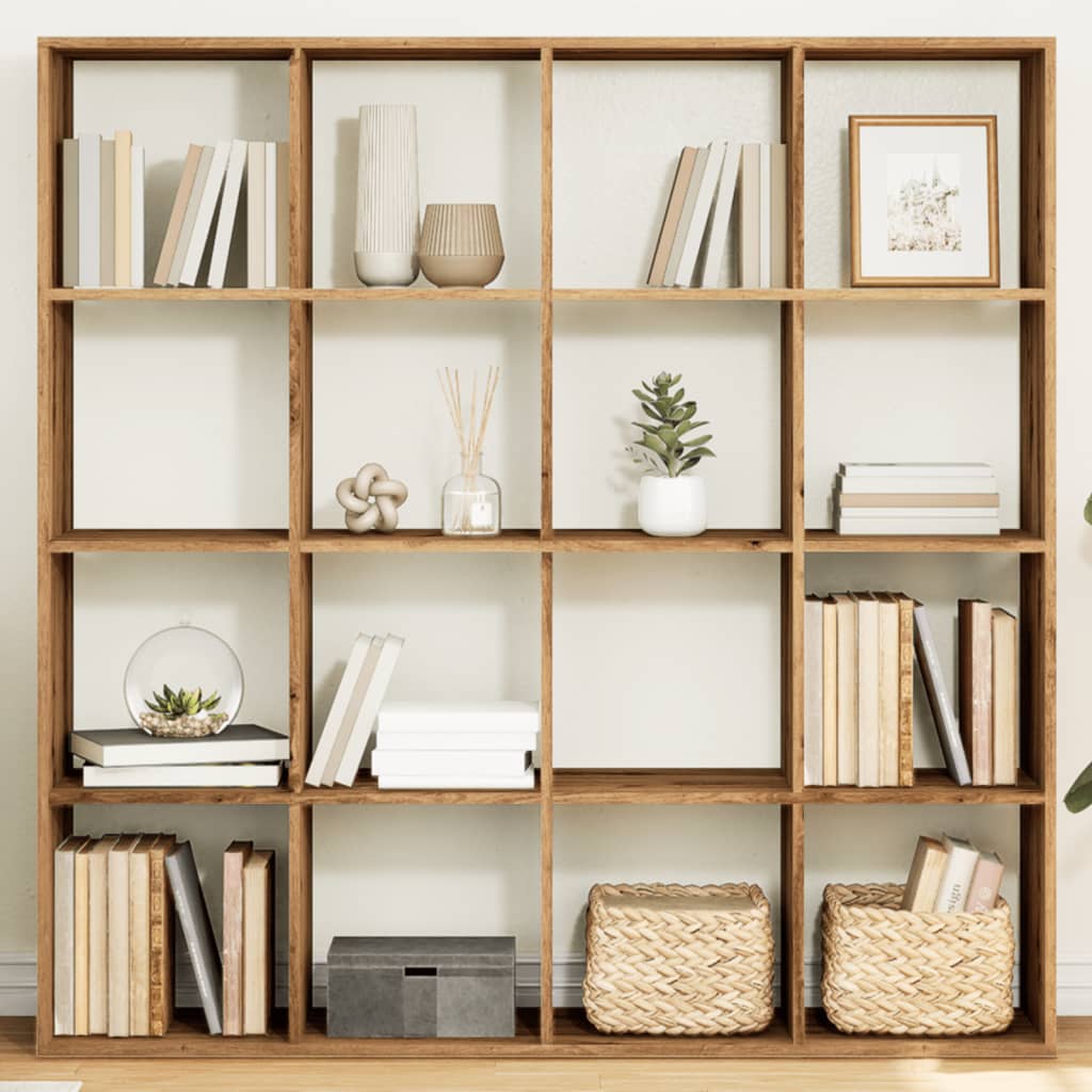 Boekenkast 102X29X143 Cm Bewerkt Hout Artisanaal Eikenkleur 137.5 cm artisian oak