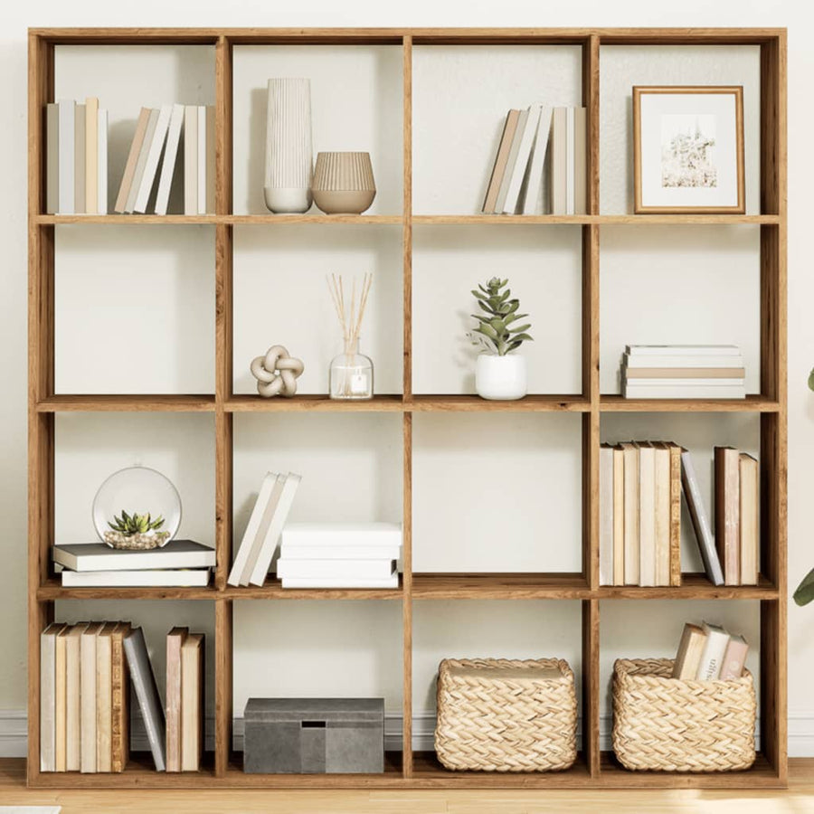 Boekenkast 102X29X143 Cm Bewerkt Hout Artisanaal Eikenkleur 137.5 cm artisian oak