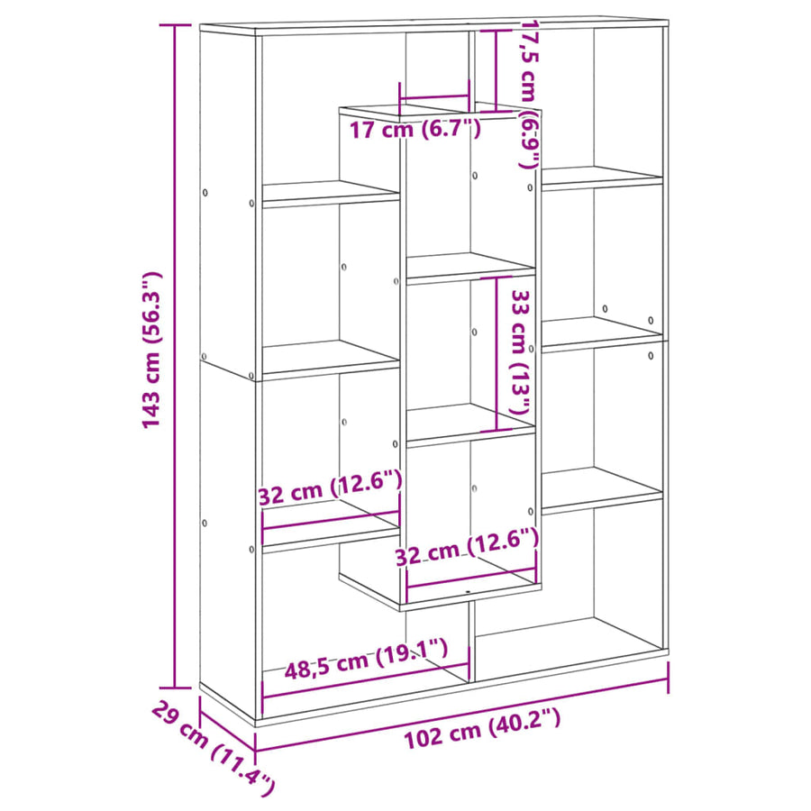 Boekenkast 102X29X Bewerkt Hout Kleurig Sonoma Eiken 102 cm