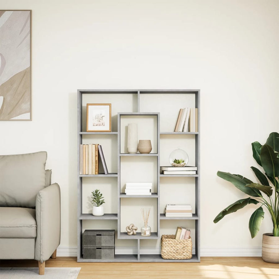 Boekenkast 102x29x143 cm bewerkt hout betongrijs