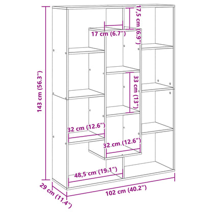 Boekenkast 102x29x143 cm bewerkt hout betongrijs
