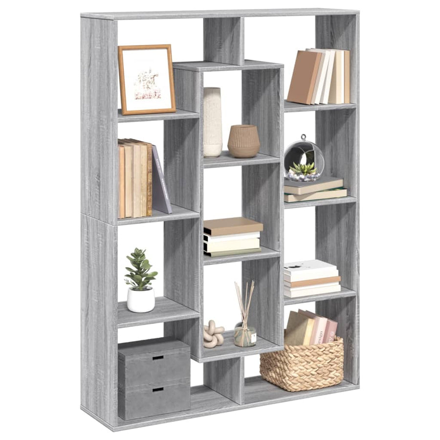 Boekenkast 102x29x143 cm bewerkt hout grijs sonoma eikenkleurig