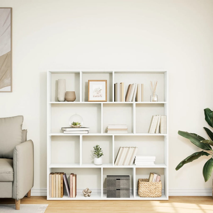 Boekenkast 132x29x141,5 cm bewerkt hout wit