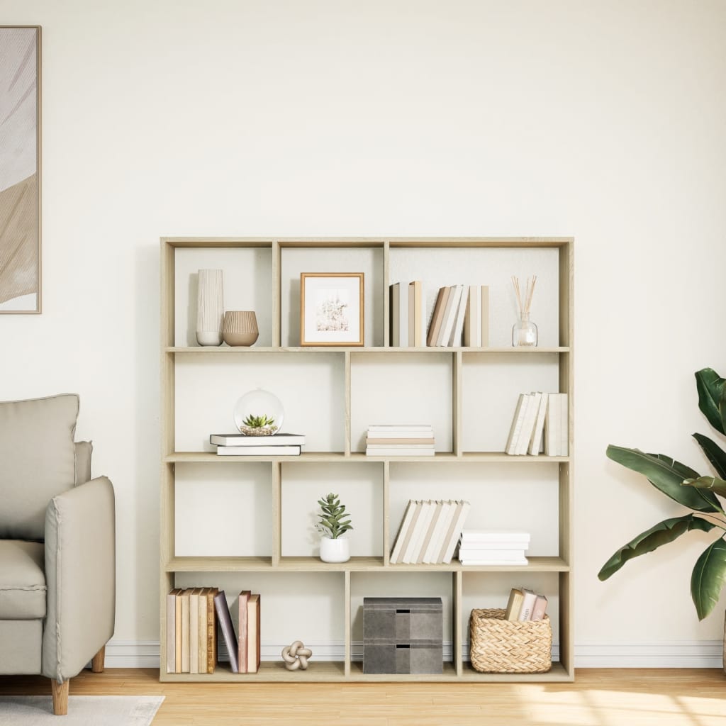 Boekenkast 132x29x141,5 cm bewerkt hout sonoma eikenkleurig