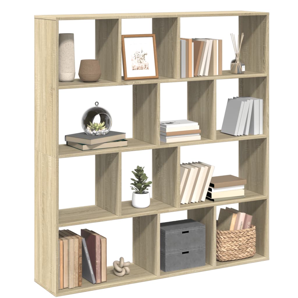 Boekenkast 132x29x141,5 cm bewerkt hout sonoma eikenkleurig