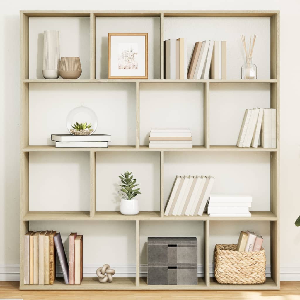 Boekenkast 132x29x141,5 cm bewerkt hout sonoma eikenkleurig