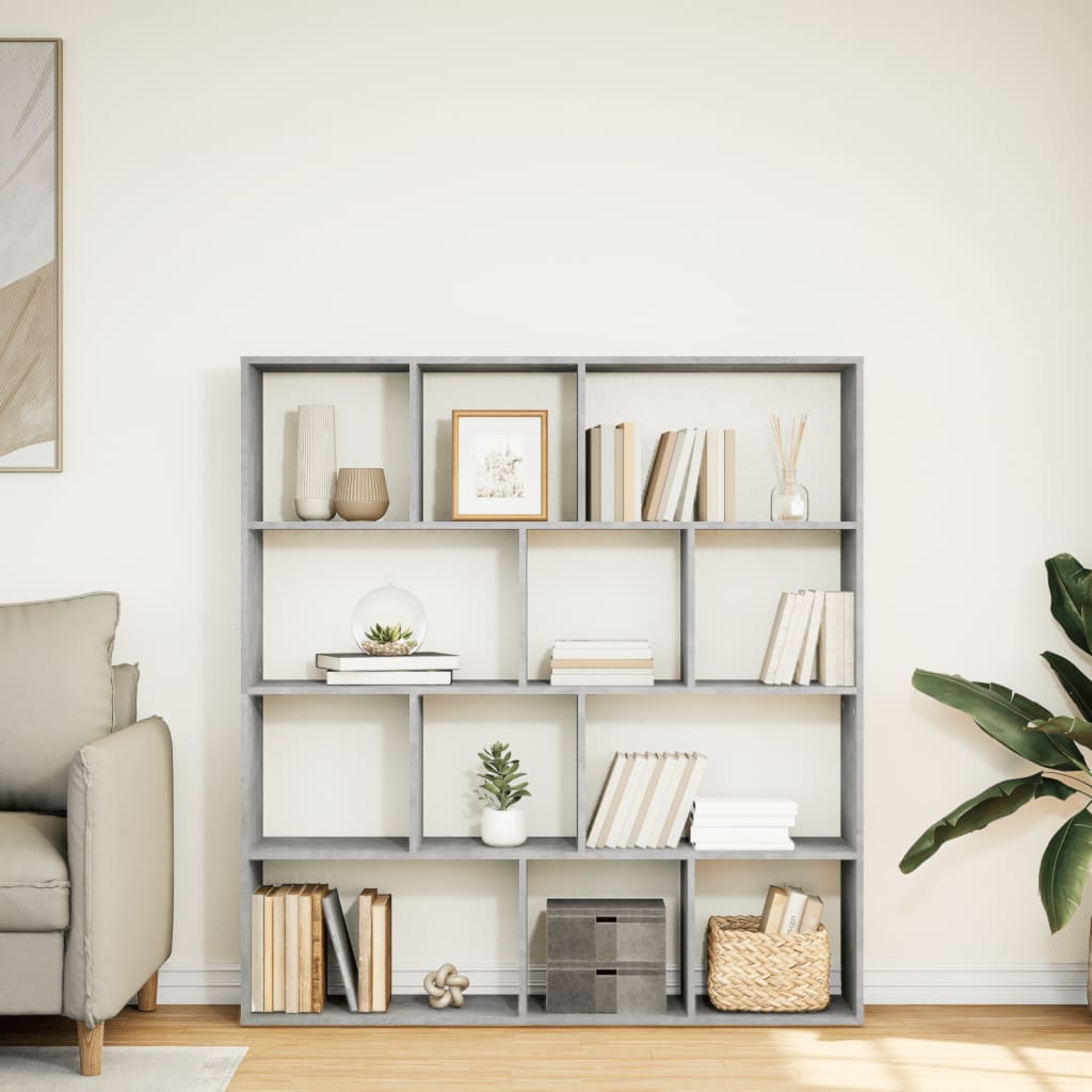 Boekenkast 132x29x141,5 cm bewerkt hout betongrijs