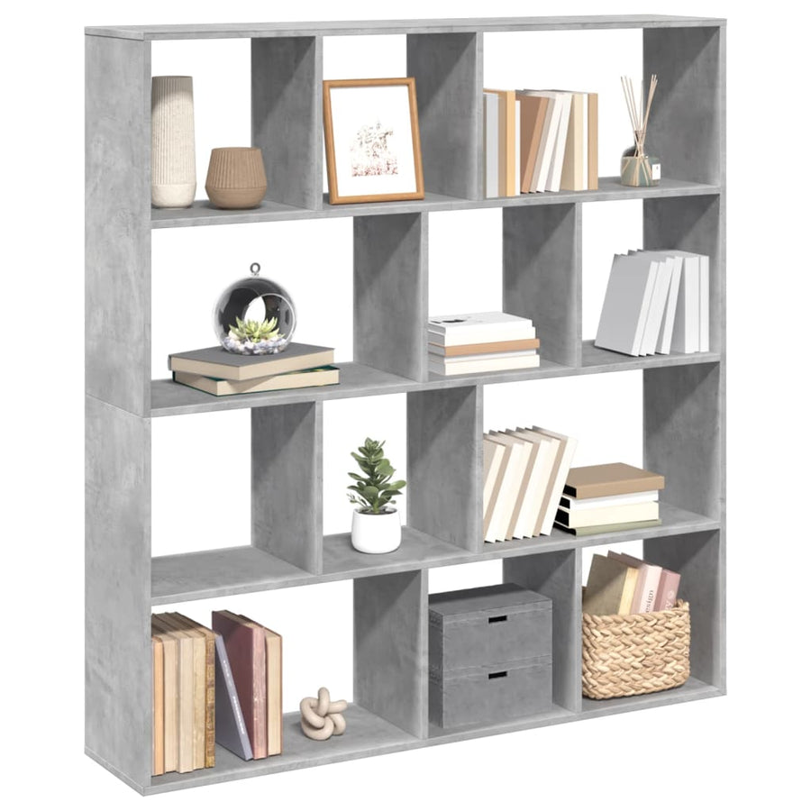 Boekenkast 132x29x141,5 cm bewerkt hout betongrijs