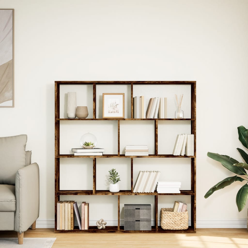 Boekenkast 132x29x141,5 cm bewerkt hout gerookt eikenkleurig