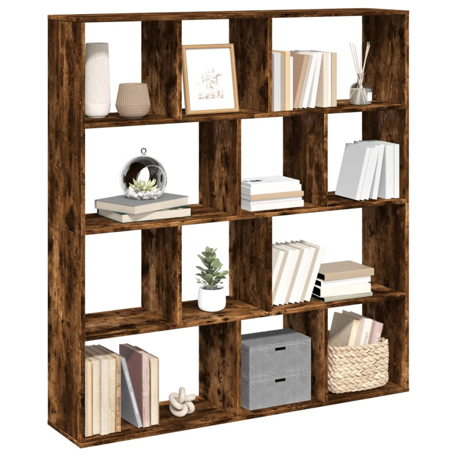 Boekenkast 132x29x141,5 cm bewerkt hout gerookt eikenkleurig