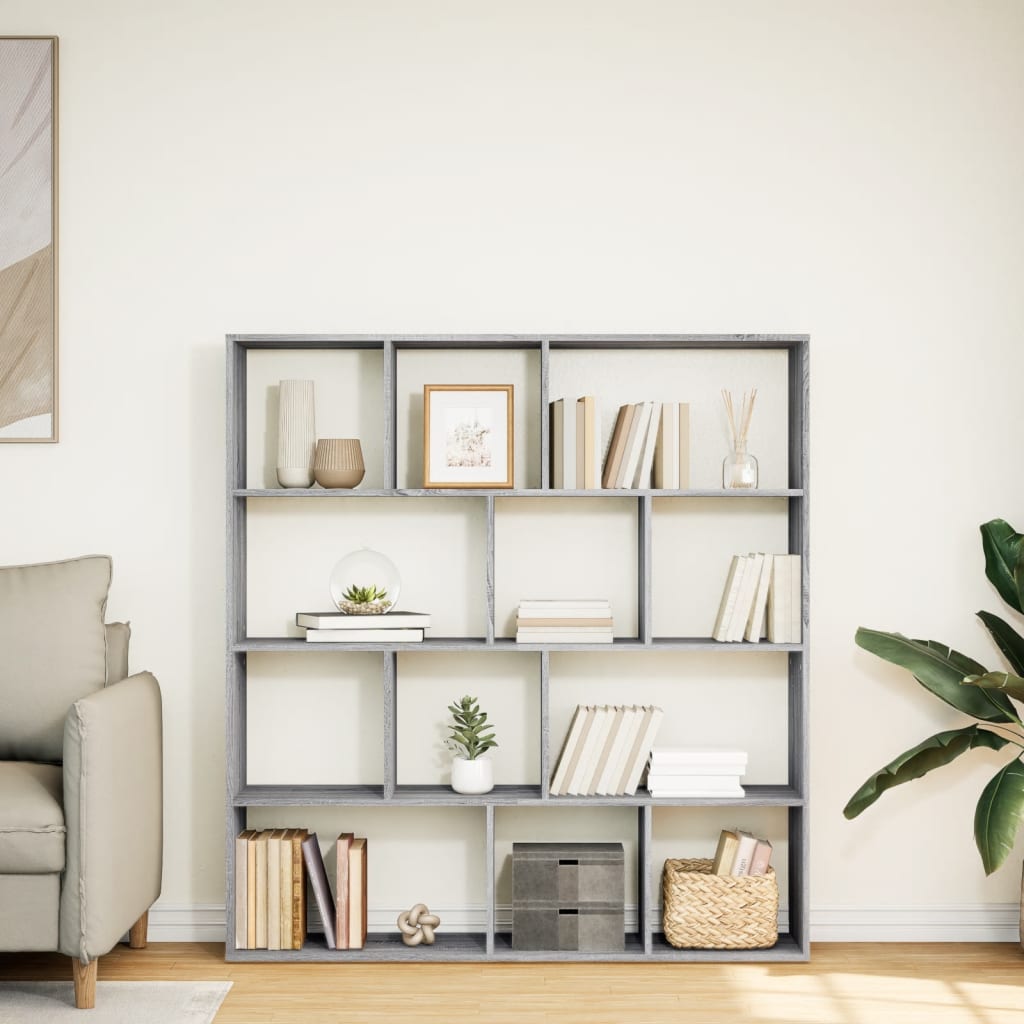 Boekenkast 132x29x141,5 cm bewerkt hout grijs sonoma eiken