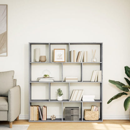 Boekenkast 132x29x141,5 cm bewerkt hout grijs sonoma eiken