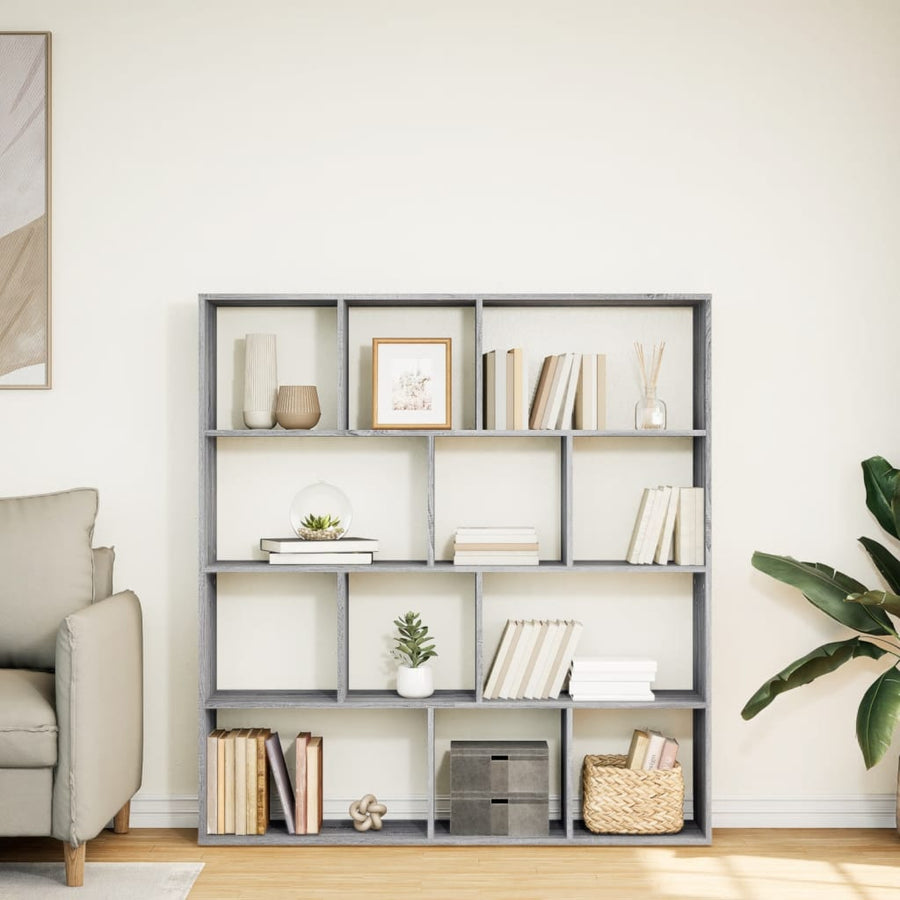 Boekenkast 132x29x141,5 cm bewerkt hout grijs sonoma eiken
