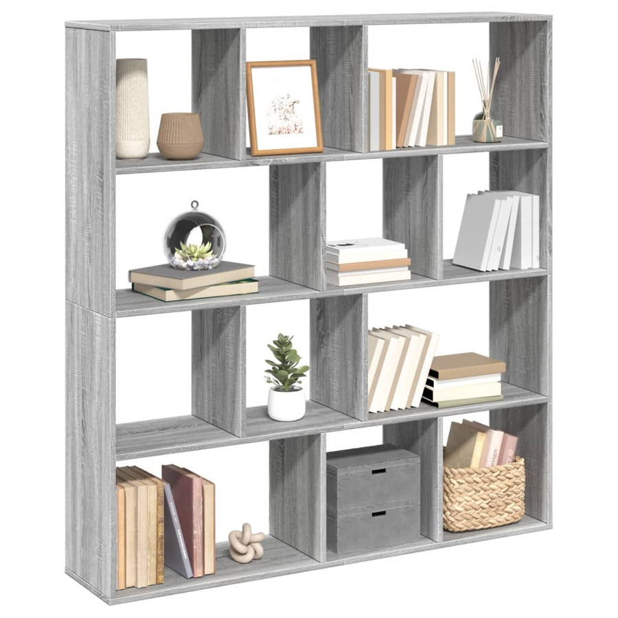 Boekenkast 132x29x141,5 cm bewerkt hout grijs sonoma eiken