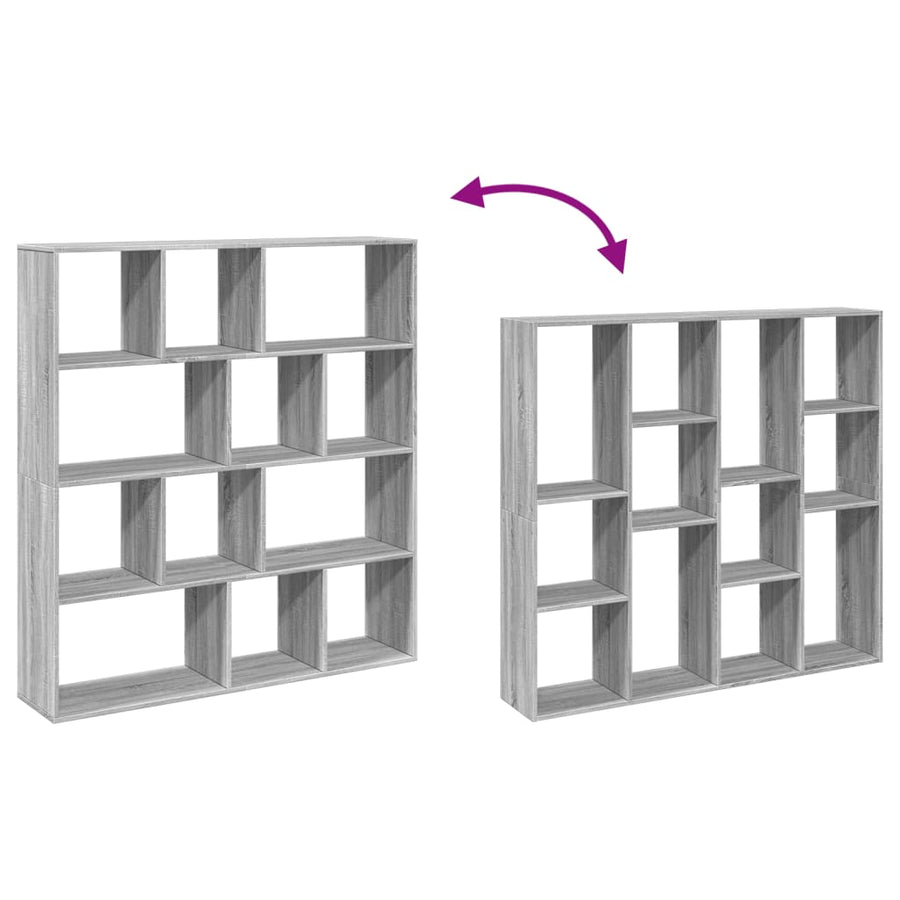 Boekenkast 132x29x141,5 cm bewerkt hout grijs sonoma eiken