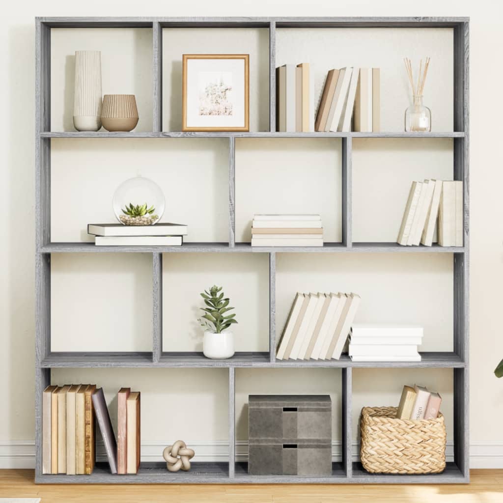 Boekenkast 132x29x141,5 cm bewerkt hout grijs sonoma eiken