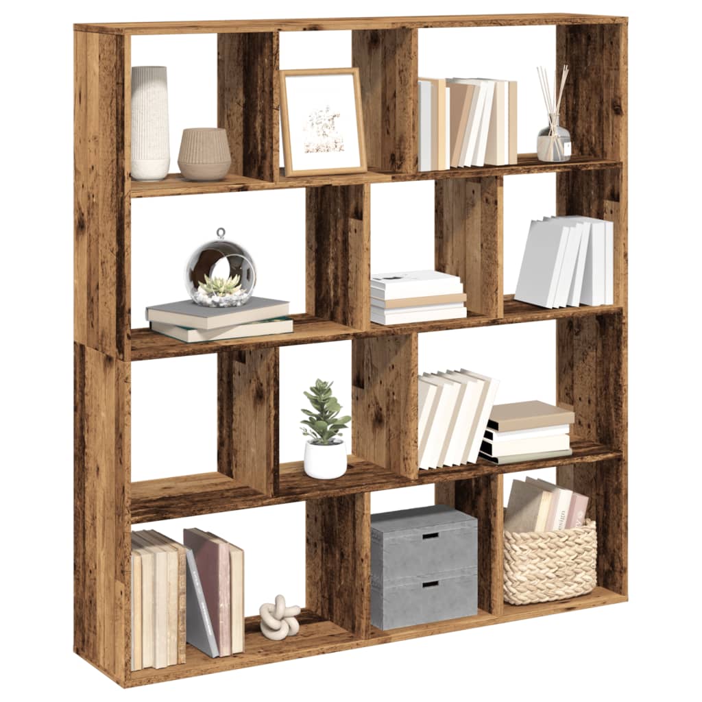 Boekenkast 132X29X141,5 Cm Bewerkt Hout Kleurig Oud Hout 132 cm 141.5 cm