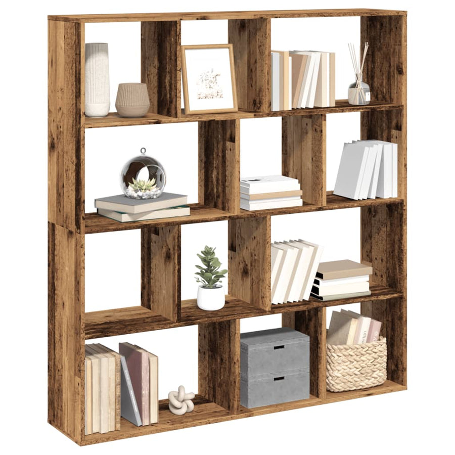 Boekenkast 132X29X141,5 Cm Bewerkt Hout Kleurig Oud Hout 132 cm 141.5 cm