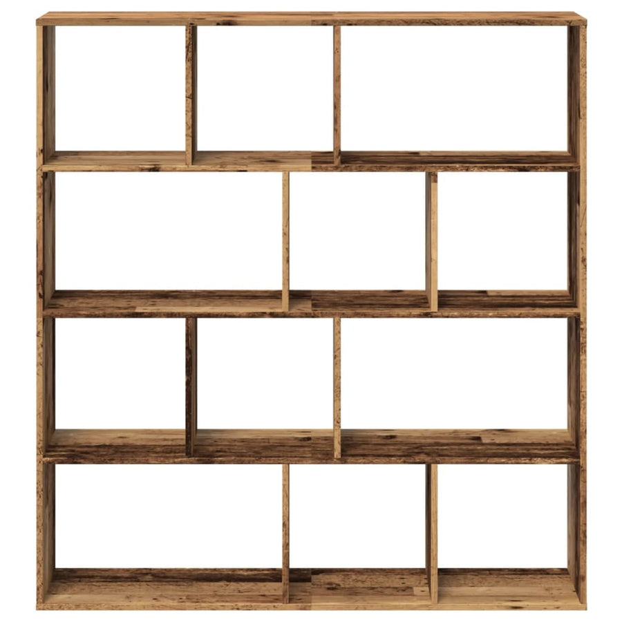 Boekenkast 132X29X141,5 Cm Bewerkt Hout Kleurig Oud Hout 132 cm 141.5 cm