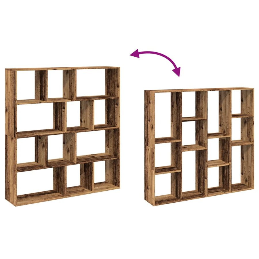 Boekenkast 132X29X141,5 Cm Bewerkt Hout Kleurig Oud Hout 132 cm 141.5 cm
